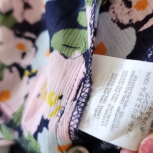 New J Crew Mercantile Long Sleeve Navy & Blush Pink Floral Dress, NWT LP - Picture 10 of 11